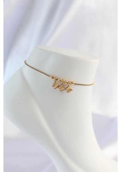 Muı Muı 316L Çelik Gold Renk Minimal Kelebek Tasarımlı Halhal