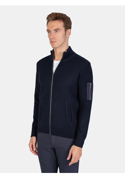 Erkek Regular Fıt Triko Hırka-Lacivert