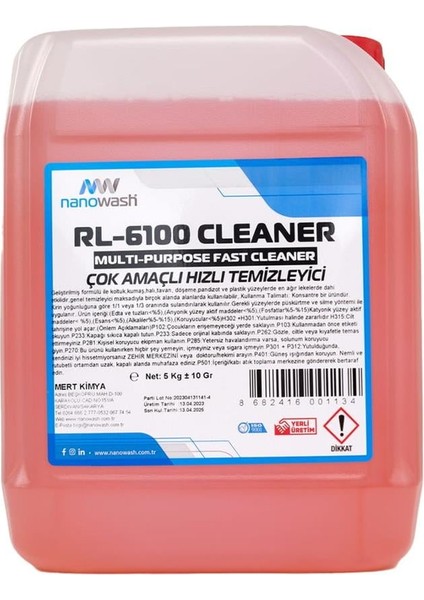 RL-6100 Cleaner Çok Amaçlı Hızlı Temizleyici 5 Lt