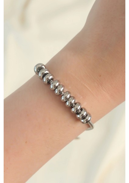 Muı Muı 316L Çelik Gümüş Renk Oval Figürlü Bileklik fiyatları