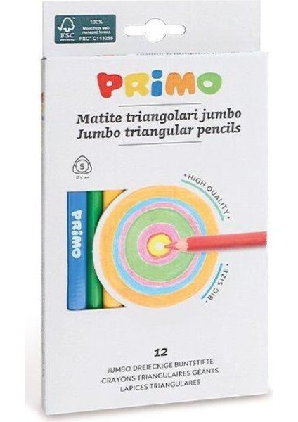 Prımo Jumbo Ucgen Boya Kalemi 12 Renk