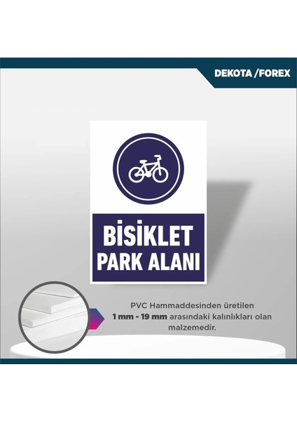 İSG-LEVHA-25X35 cm - Ikaz Levhası- Uv Baskı Dekota - Bisiklet Park Alanı