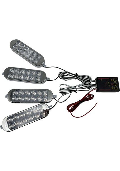 Çakar Lamba 4'lü Set Kumandalı Kırmızı-Mavi 12-50V / LAPA213