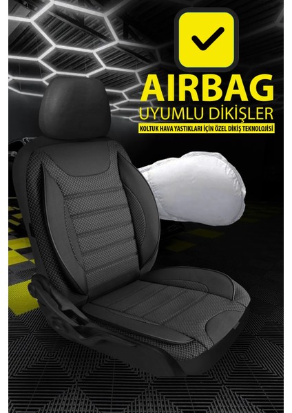 Alfa Romeo 147 Uyumlu Tam Set Siyah Oto Koltuk Kılıfı 5 Koltuk Ön Arka Tam Set Terletmez