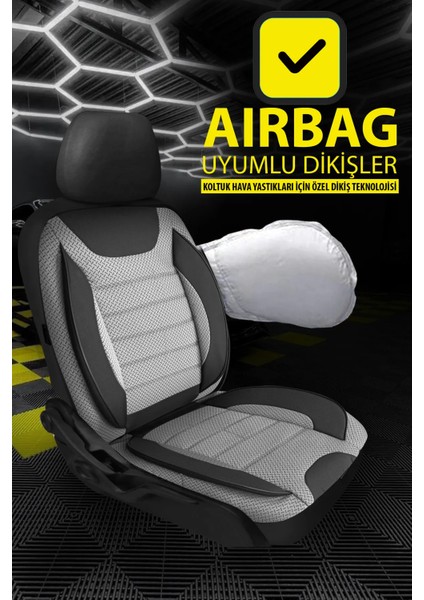 Chevrolet Jimmy Uyumlu Tam Set Gri Oto Koltuk Kılıfı 5 Koltuk Ön Arka Tam Set Terletmez