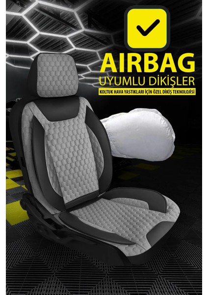 Proton Coupe Uyumlu Tam Set Pro Lüks Oto Koltuk Kılıfı Deri ve Kabartmalı Özel Kumaş Siyah