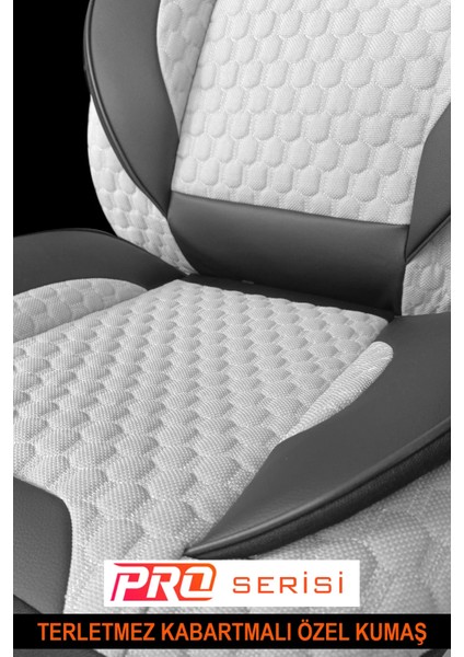 Opel Combo Uyumlu Tam Set Pro Lüks Oto Koltuk Kılıfı Deri ve Kabartmalı Gri Kumaş