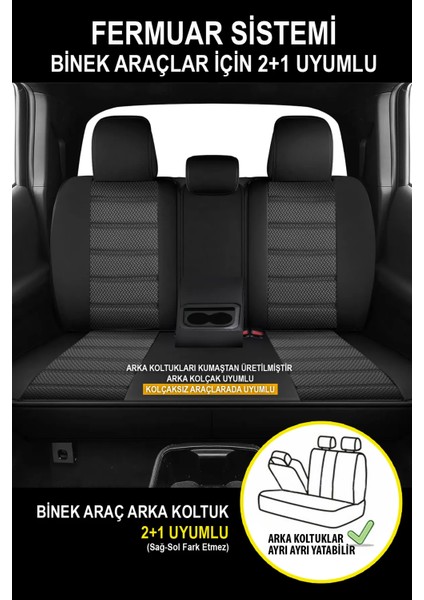 Chrysler Sebring Uyumlu Tam Set Siyah Oto Koltuk Kılıfı 5 Koltuk Ön Arka Tam Set Terletmez