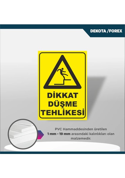 İSG-LEVHA-25X35 cm - Ikaz Levhası- Uv Baskı Dekota -Dikkat Düşme Tehlikesi