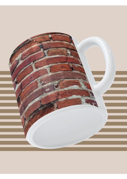 Baskılı Kupa Bardak Seramik Mug - Tuğla Duvar