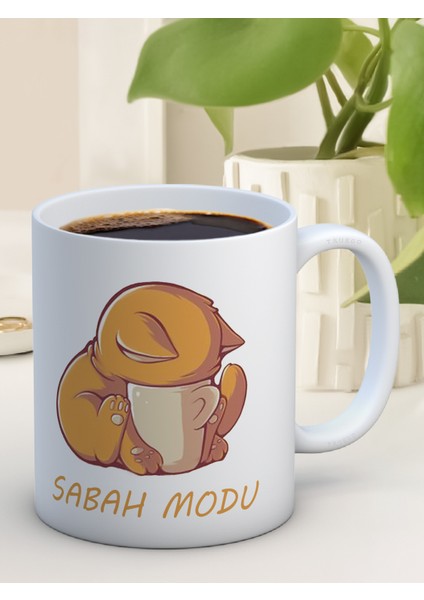 Baskılı Kupa Bardak Seramik Mug - Sabah Modu