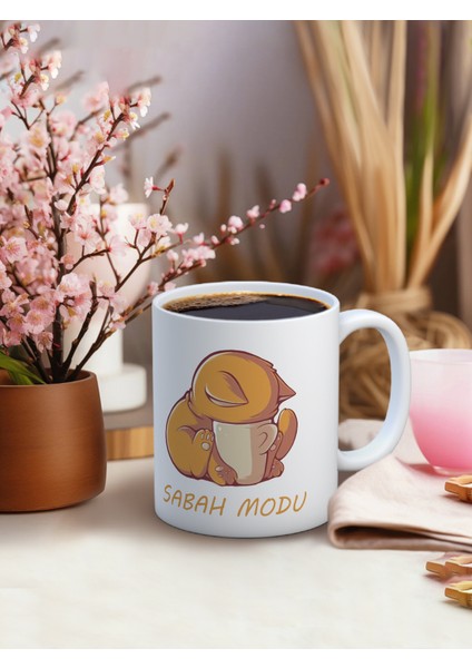 Baskılı Kupa Bardak Seramik Mug - Sabah Modu