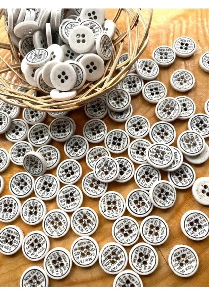 15 mm Yazılı Özel Üretim Düğme(20 Adet)