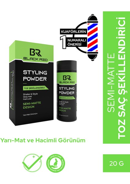 Black&Red Saç Şekillendirici Toz Wax Hacimli Ve Yarı Mat Görünüm - Semi Matte Toz Wax - 20g