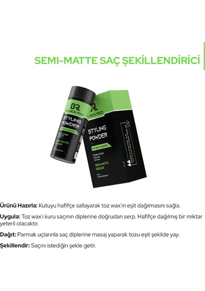 Black&Red Saç Şekillendirici Toz Wax Hacimli Ve Yarı Mat Görünüm - Semi Matte Toz Wax - 20g fiyatları