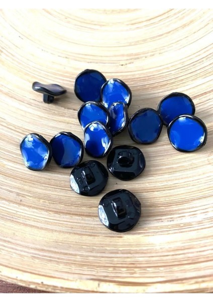 13,5 mm Siyah Çerçeveli Sax Mavi Metalize Ayaklı Düğme(15 Adet) fiyatları
