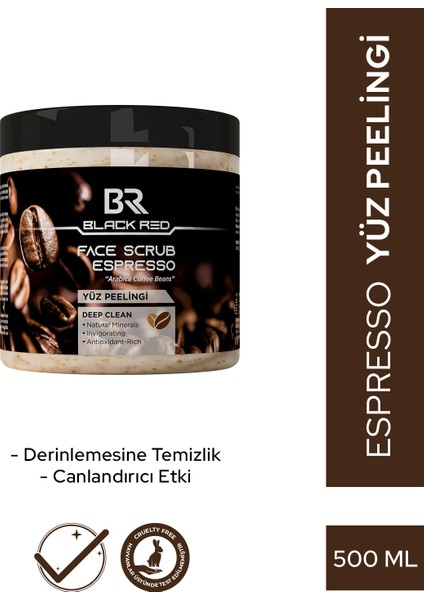 Black&red Espresso Özlü Yüz Peelingi Kafein ve Antioksidan Peeling - 500ML