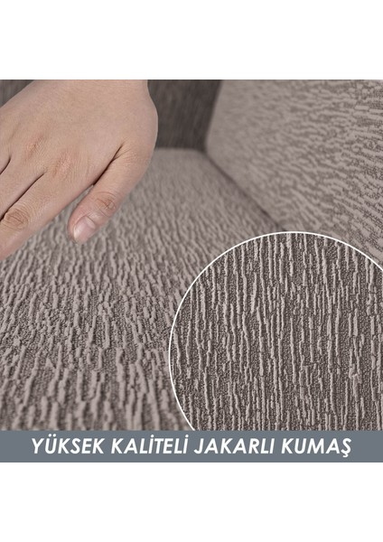 Jakarlı Düz Desen Likralı Esnek Yikanabilir Koltuk Örtüsü 3+2+1+1 Koltuk Takımı Koltuk Kılıfı