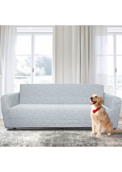 Jakarlı Düz Desen Likralı Esnek Yikanabilir Koltuk Örtüsü 3+2+1+1 Koltuk Takımı Koltuk Kılıfı