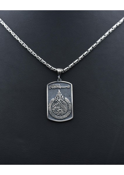 Gümüş Ayetel Kürsi Yazlı Kral Zincirli 925 Ayar Gümüş Kolye 901083 fırsatları