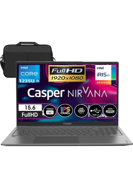 Nirvana X600.1235-23 Intel Core I5 1235U 24GB Ram 1tb SSD Freedos 15.6" Taşınabilir Bilgisayar + Çanta Hediyeli