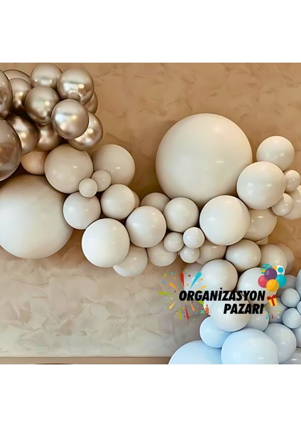 Balon Seti Krom Gümüş-Dumangri-Makaron Mavi 60 Lı Balon Zinciri Seti fırsatları