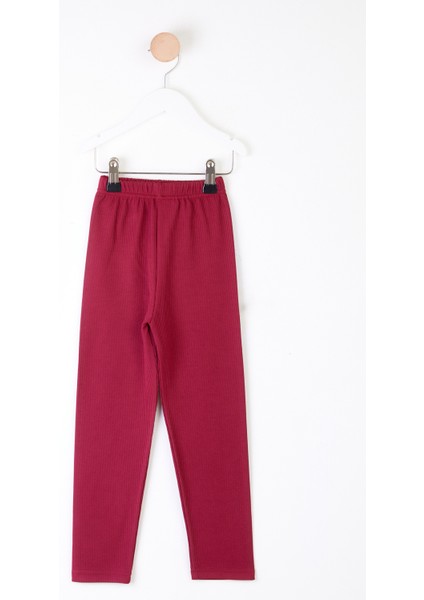 Kız Çocuk Bordo Fitilli Tayt - 26089
