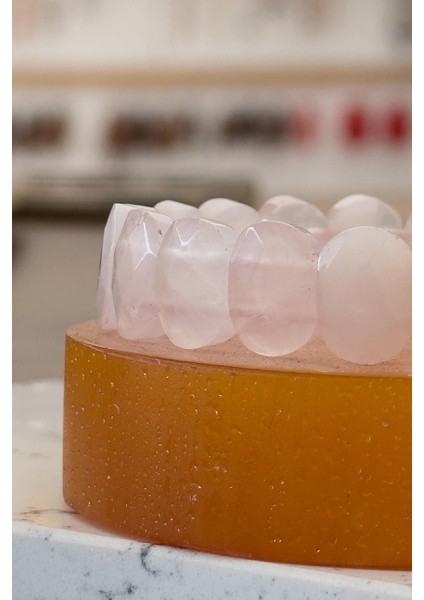 Faset Kesim Pembe Kuvars Taşı Bileklik