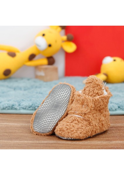 Teddy Bebek Pandufu, Kaydırmaz Taban, Organik Pamuk Astar, Ev Kreş Ayakkabısı, Taba