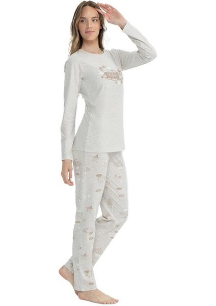 17122 Kadın Yuvarlak Yaka Pijama Takım