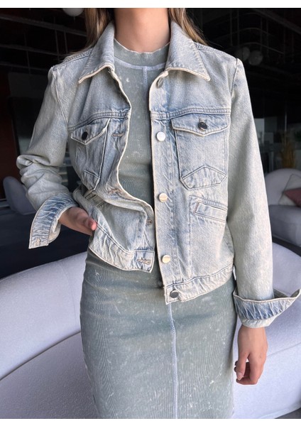 Gianna Cep Detaylı Denim Ceket