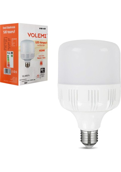 Volemı Vm-40 Tourch LED Ampul Beyaz 220V 40W 2000LM E27