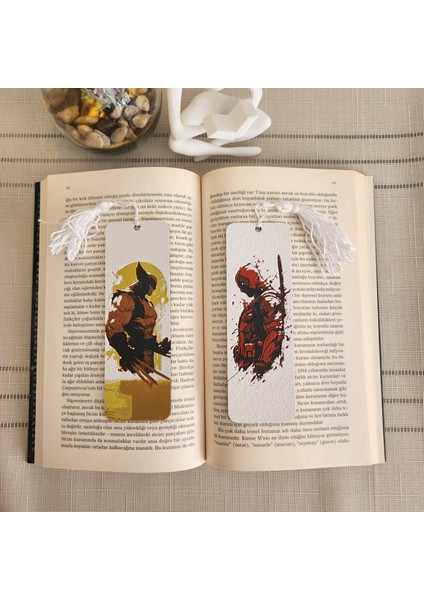 2 Li Deadpool & Wolverıne Püsküllü Kabartmalı Kitap Ayracı Seti 3D 3 Boyutlu Altındal Home