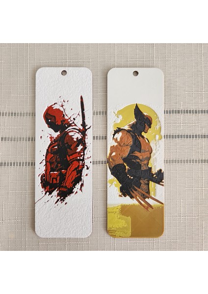 2 Li Deadpool & Wolverıne Püsküllü Kabartmalı Kitap Ayracı Seti 3D 3 Boyutlu Altındal Home