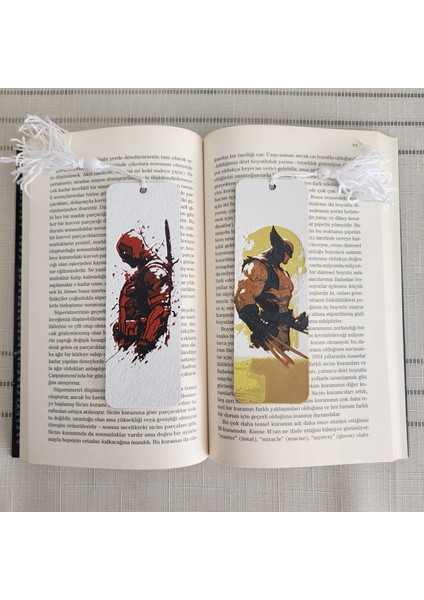 2 Li Deadpool & Wolverıne Püsküllü Kabartmalı Kitap Ayracı Seti 3D 3 Boyutlu Altındal Home