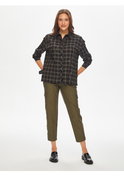 Trok Taşlı Kareli Krinkl Gömlek 69314