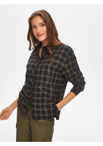 Trok Taşlı Kareli Krinkl Gömlek 69314 fiyatları