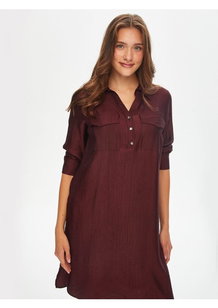 Kendinden Dokulu Cep Detaylı Torba Elbise 69219 fırsatları