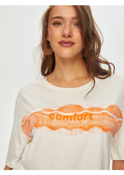Relax Önü Comfort Baskılı Yuvarlak Yaka T-Shirt 69778 fiyatları