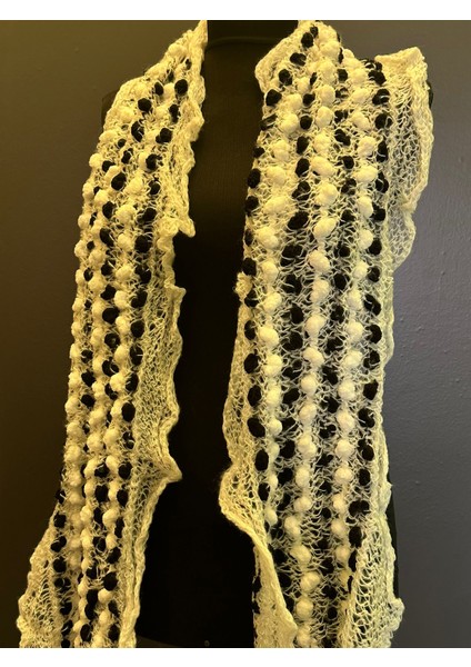 El Örgüsü Kadife Ponponlu Tasarım Kadın Şal Fular 175X35 cm fiyatları