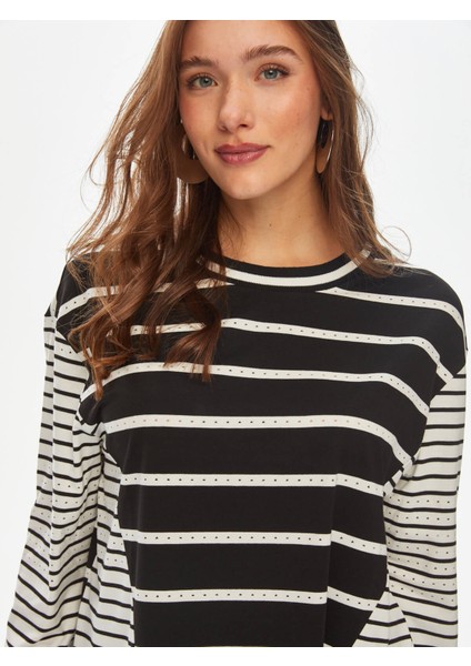 Çizgi Kombinli Uzun Kol T-Shirt 69558 fırsatları