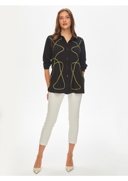 Renkli Ip Nakış Detaylı Tunik 69605
