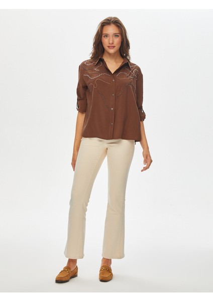 Trok Taş Süslemeli Modallı Gömlek 69313