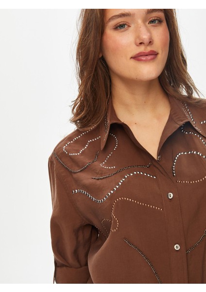 Trok Taş Süslemeli Modallı Gömlek 69313 fırsatları