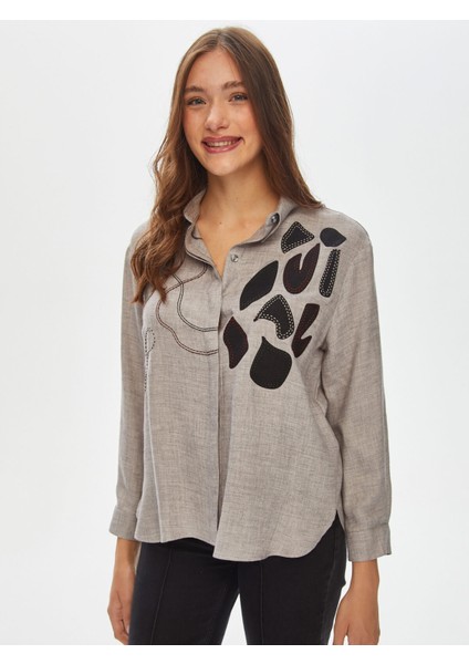 Aplike ve Punch Nakış Detaylı Gömlek 69312 modelleri