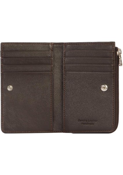 Unisex Monogram Deri Fermuarlı Kartlık – 2512Ms - Kahverengi