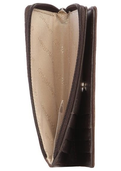 Unisex Monogram Deri Fermuarlı Kartlık – 2512Ms - Kahverengi