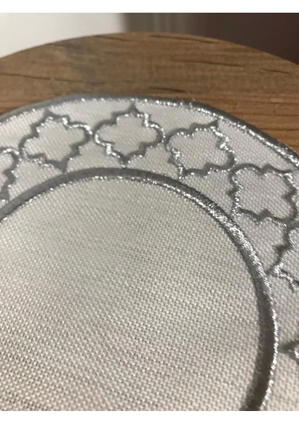 Nivemeshome Fas Nakışlı Gümüş Oval (6 Adet) Keten Kokteyl Peçetesi Kahve Yanı Sunumluk modelleri