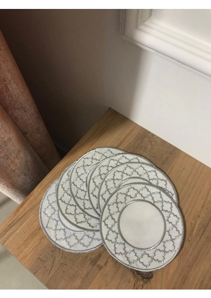 Nivemeshome Fas Nakışlı Gümüş Oval (6 Adet) Keten Kokteyl Peçetesi Kahve Yanı Sunumluk indirimleri