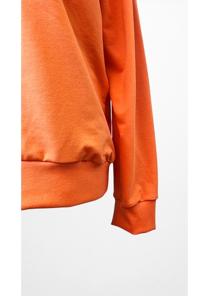 Turuncu Unisex Normal Kalıp Bisiklet Yaka Manşetli Sweatshirt fiyatları